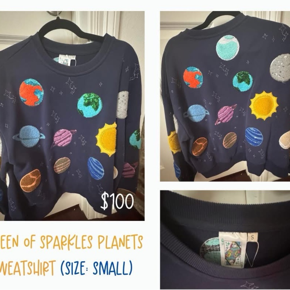 QUEEN OF SPARKLES Sweatshirt with Colorful Planets